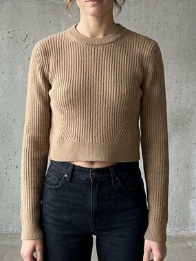 Wilfred Free Aritzia Merino Wool Brown Cropped Sweater Women's S